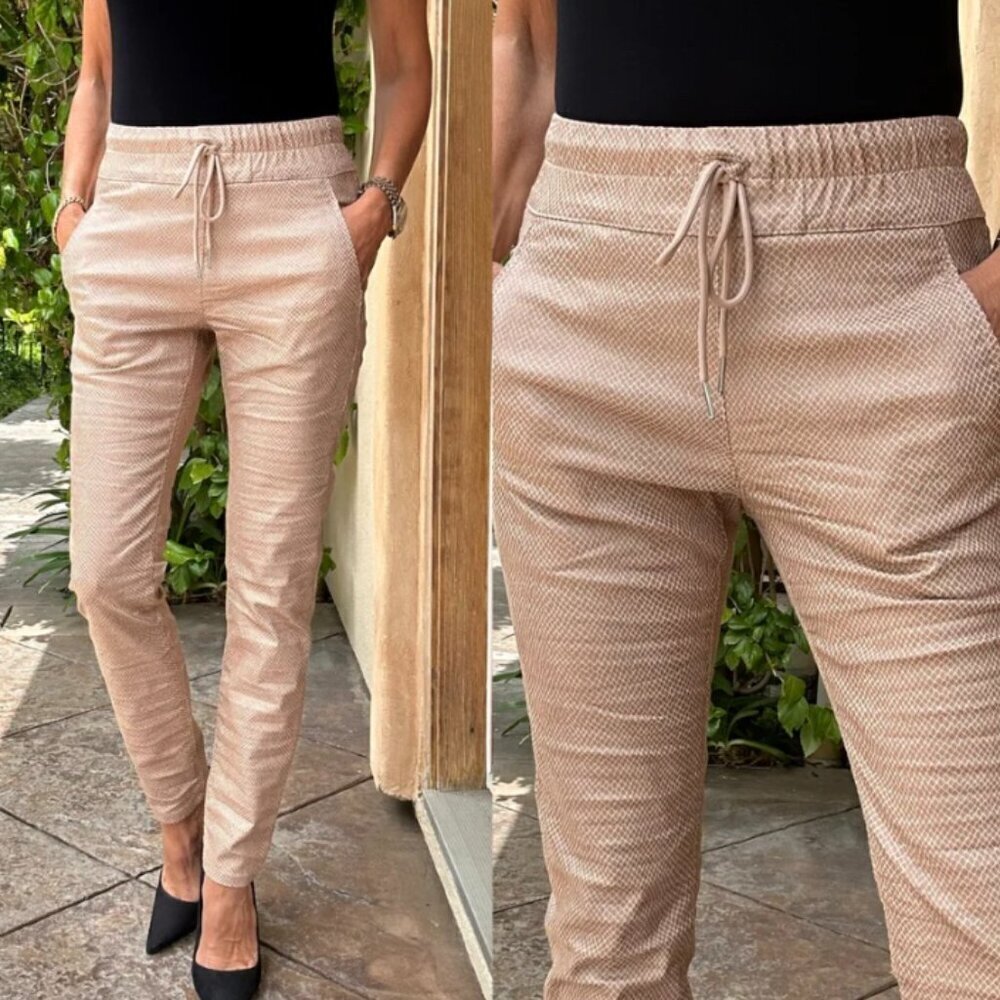 Bevy Flog Shely Bronze Snake Pants Drawstring Waist Full Length Size 25 Women's